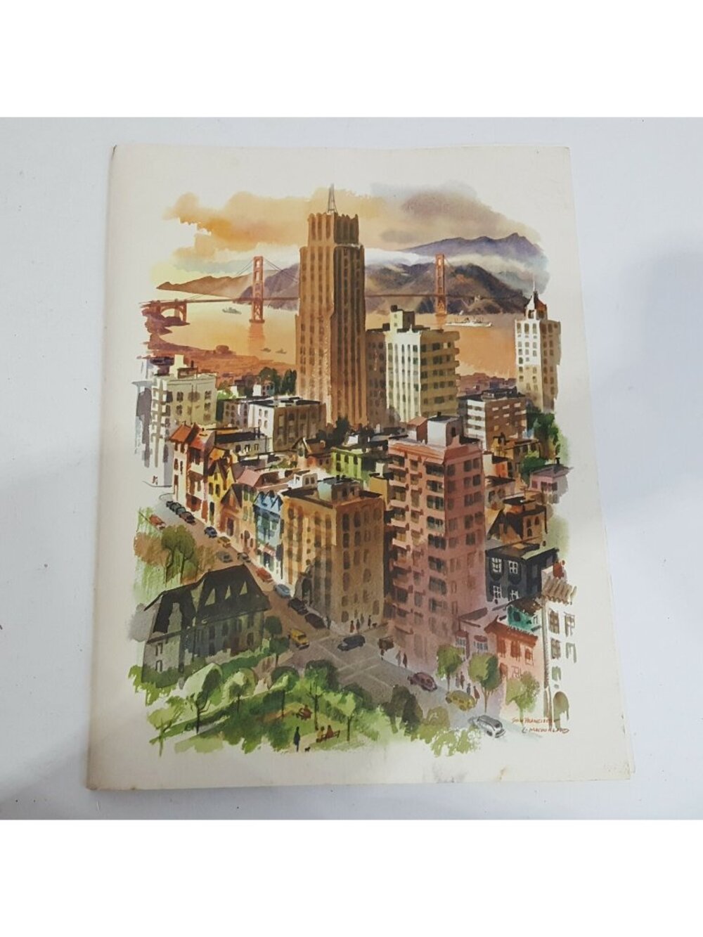 Vtg San Francisco CA City Art Decor Macouillard Matson Lines Menu 1966 Unframed